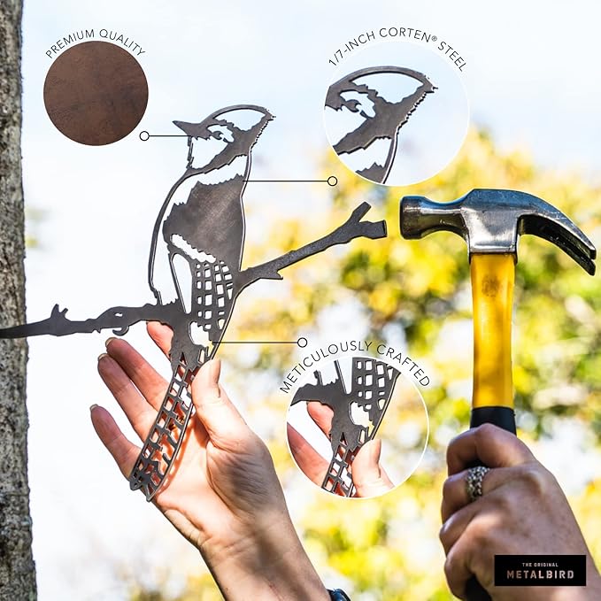 METALBIRD - Wren - Outdoor Tree Ornaments in Corten Steel - Metal Art Proudly Made in the USA