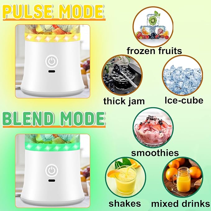 20 Oz Portable Blender for Shakes Smoothies, Travel Gym Home Office, Personal Size with 6 Blades, Waterproof USB Rechargeable Handheld Blender Cup, Black
