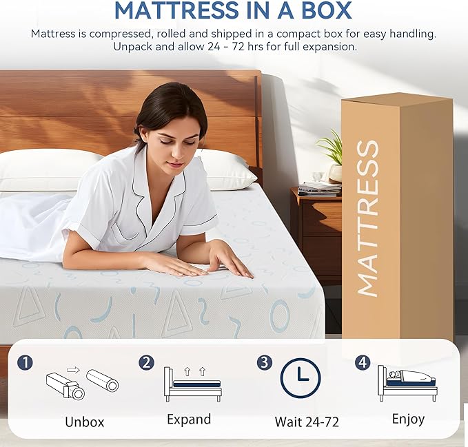 Twin Mattress 6 Inch for Kids, Gel Memory Foam Mattress for Cool Sleep, Medium Firm for Pressure Relief, Fiberglass-Free, Removable Washable Cover, Mattresses in a Box