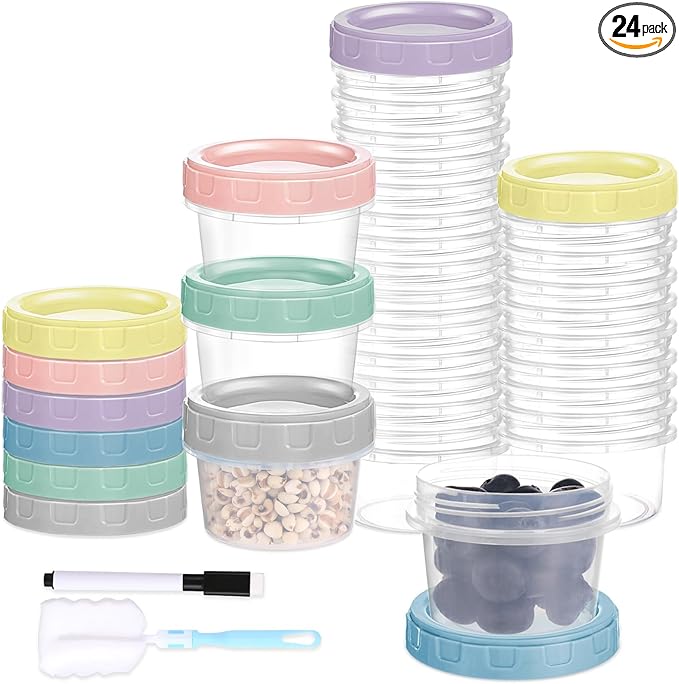 24pcs 2 oz Salad Dressing Container To Go Small Sauce Containers with Lids, Reusable Condiment Cups for Lunch Box, Leakproof, Freezer, Microwave & Dishwasher Safe