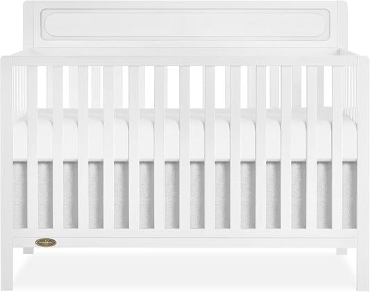 Dream On Me Avery 5-in-1 Convertible Full-Size Baby Crib in White, GreenGuard Gold & JPMA, 3 Mattress Heights, Converts to Toddler, Day & Full-Size Bed, Create a Safe and Baby-Friendly Nursery