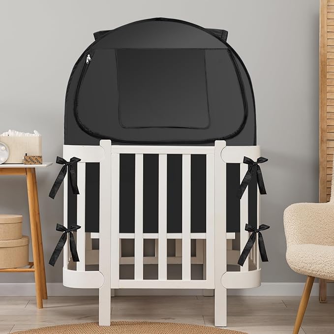 Blackout Sleep Tent, Pack N Play Blackout Cover to Block 90% of Light, Portable Pop Up Travel Essential Pack N Play Cover