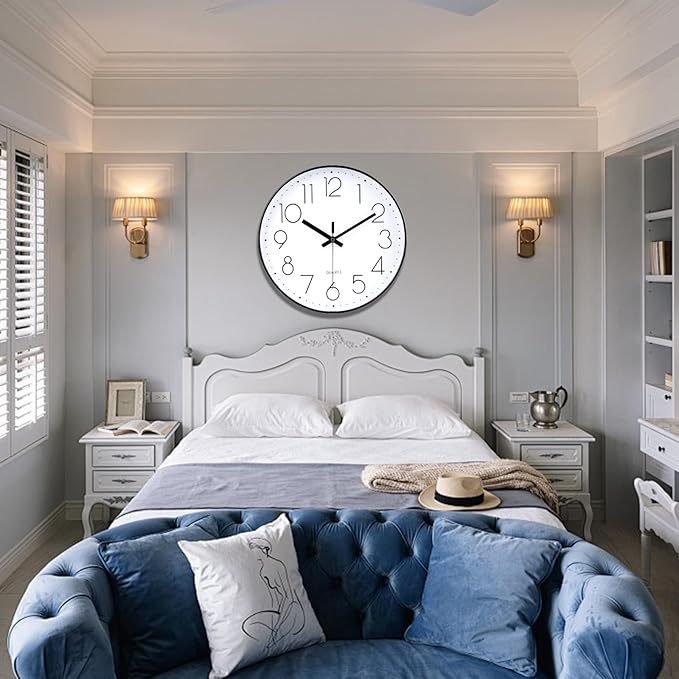 jomparis 16 Inch Large Wall Clock Modern Elegant Simple Style for Living Room Office (Black)