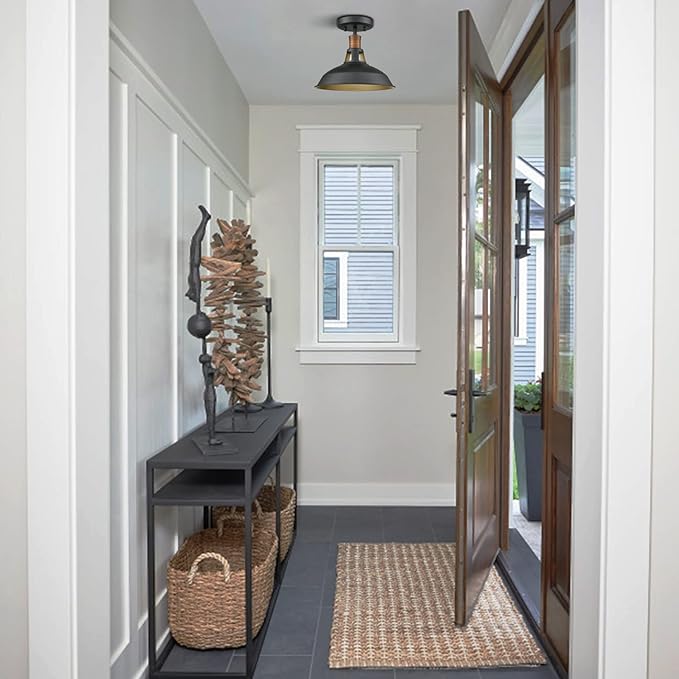 CLAXY Industrial Farmhouse Ceiling Light 1-Light Barn Ceiling Light Fixture Flush Mount for Bedroom Hallway Porch