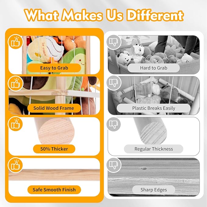 Large Stuffed Animal Storage, Wooden Stuffed Animal Storage Zoo, Toy Holder, Space Saving Toy Zoo for Kidroom, Playroom, Kid’s Gift, Nature