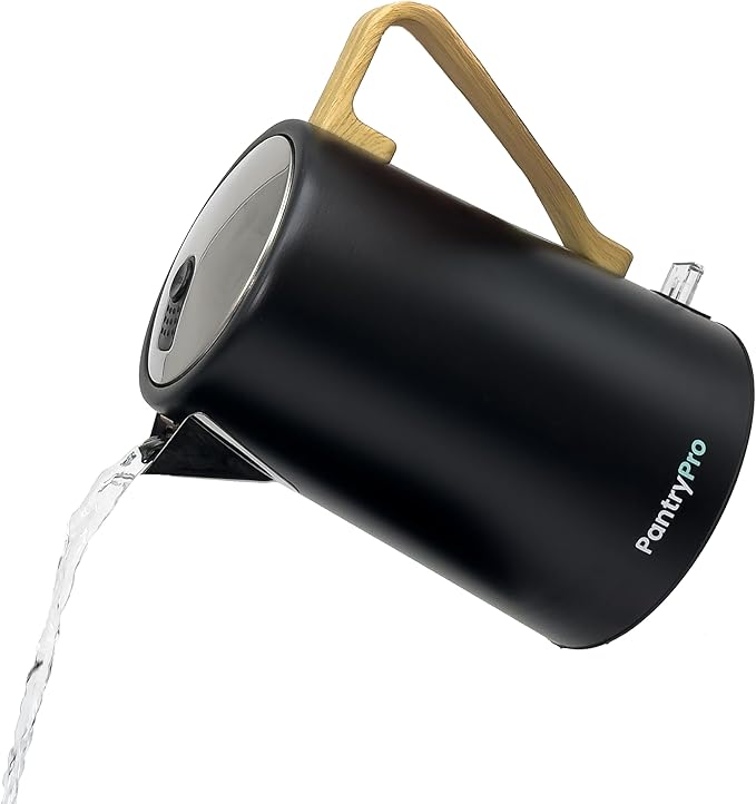 1.7L 1500W Wide Mouth Electric Kettle - Stainless Steel Interior - Rapid-Boil - Auto Shut-Off, Boil-Dry Protection, Cool-Touch, LED Indicator - Black by The Display Guys