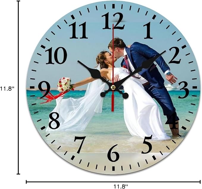 Custom Wall Clock, Personalized Wall Clock with Photo/Image Text Non-Ticking Clock Silent Customized Digital Wall Clocks Customized Gift for Living Room Kitchen Bathroom Home Decor 11.8''