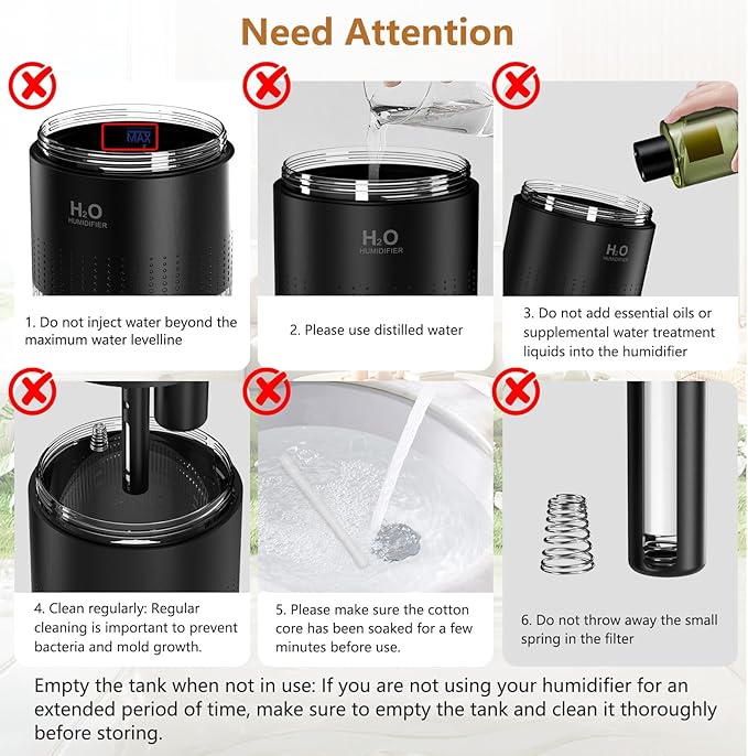 Portable Mini Humidifier, Auto Shut-Off, 2 Mist Modes, Quite, Small Humidifiers for Bedroom Travel Office Desk Plants (Black)