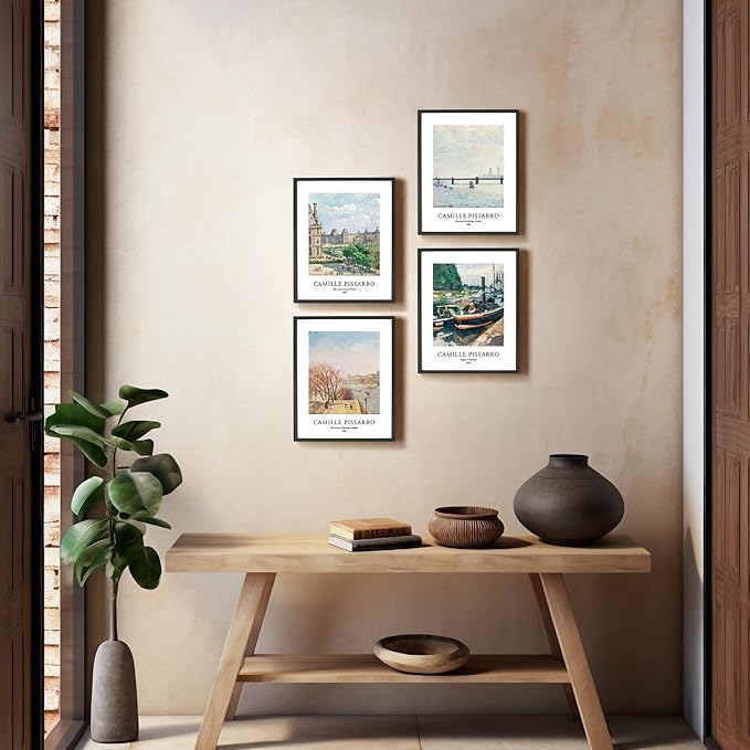 EVOLE HOME Camilie Pissarro Art Prints, Set of 4 Wall Art, Unframed 8x10 Art Prints, Giclée Prints, Impressionism Art Poster for Home Decor, Office Wall Decor, Gift for Men, Women