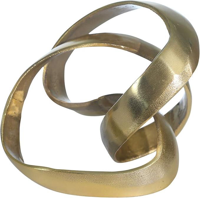 Metal Decorative Object – Minimalist Shelves & Coffee Table Decor – Aluminum Knot Sculpture Modern Home Decor for Office, Bedroom & Living Room – 8" x 7", Gold