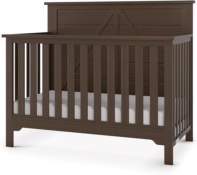 Child Craft Woodland 4-in-1 Convertible Crib, Baby Crib Converts to Day Bed, Toddler Bed and Full Size Bed, 3 Adjustable Mattress Positions, Non-Toxic, Baby Safe Finish (Brushed Truffle)