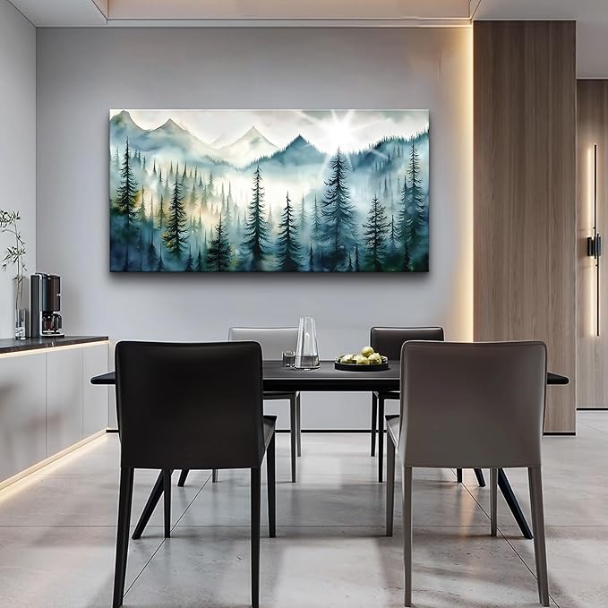 Lapremoly Large Wall Art For Living Room Bedroom Canvas Prints Wall Decor Office Modern Wall Painting Fog Forest Landscape Pictures Ready To Hang Home Decor Artwork Abstract Wall Decorations 48"X24"