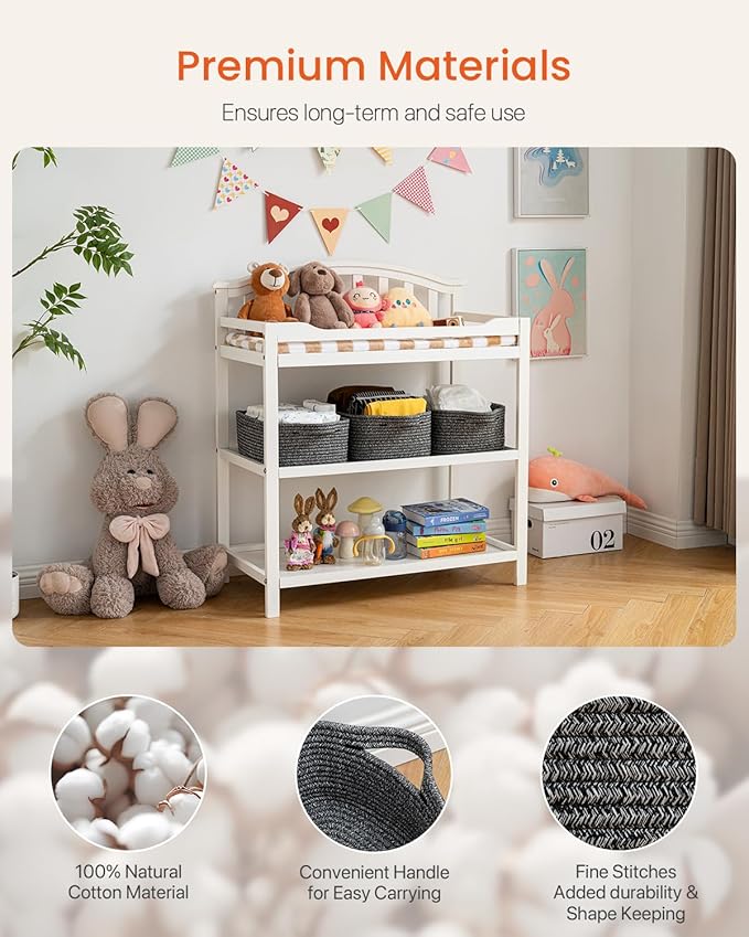 KALLAX Small Woven Basket, 14 x 10 x 5.6 Inches, Small Storage Baskets for Organizing, Gift Baskets Empty, Cute Rope Shelf Closet Storage Bins for Shelves, Dog Toy Basket, Mixed Black