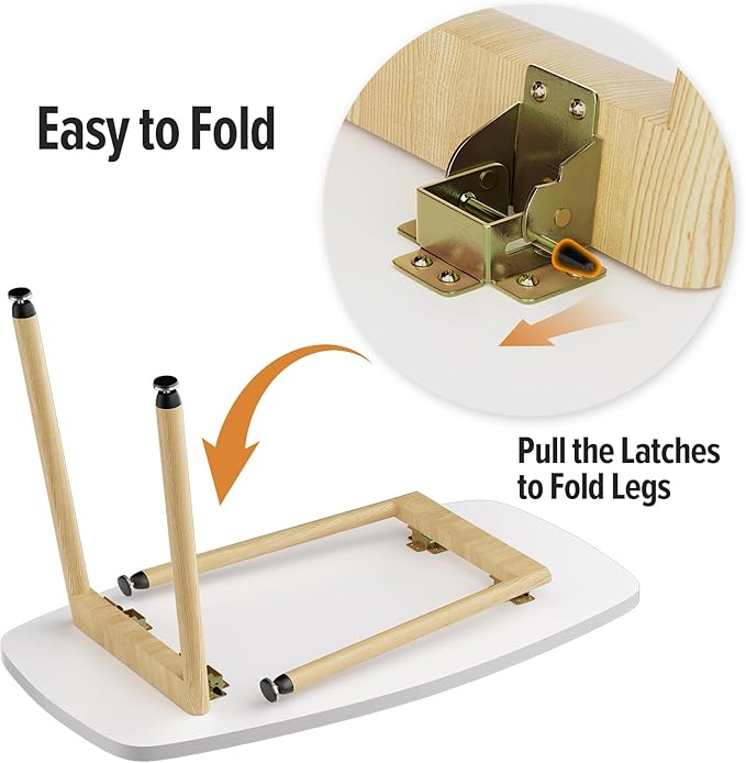 WOHOMO Folding Coffee Table White Small Coffee Tables for Living Room Portable Simple Modern Center Table for Small Spaces, No Assembly, 31.5 * 15.7 * 17.7IN, White Htp