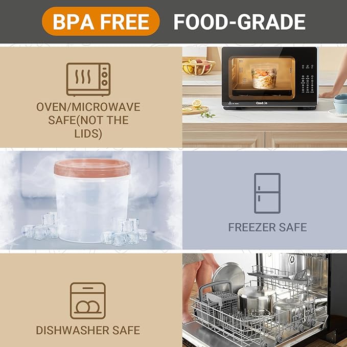 ASEVAT 8-Pack 16oz, Plastic Storage Containers With Lids Kitchen, Food Storage Container with Lid, Microwave Safe Bowls, Freezer Safe Bowl, Meal Preparation Jar