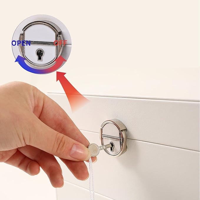 BOOVO Earring Jewelry Box For Women Girl Stud Organizer, 4 Layers Girl Jewelry Organizer Box With Lock Earring Holder Organizer Necklace Ring Jewelry Organizer Box For Girls (White, 4 layer)