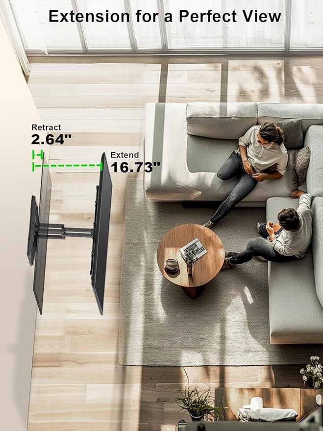 USX MOUNT Full Motion TV Wall Mount for Most 37-82 Inch TV up to 132lbs, TV Mount Articulating with Swivel, Tilt & Extension, Wall Mounts T V Bracket for VESA 600x400mm 400x300mm, Max 16" Wood Studs