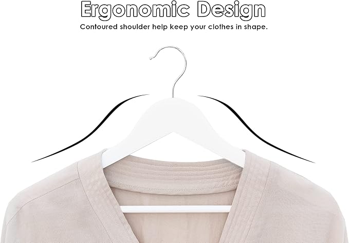 StorageWorks White Wooden Hangers, 20 Pack Wood Hanger for Closet, Coat Hangers for Coats, Shirts, Pants, Bridesmaid Suits, Wedding Dress