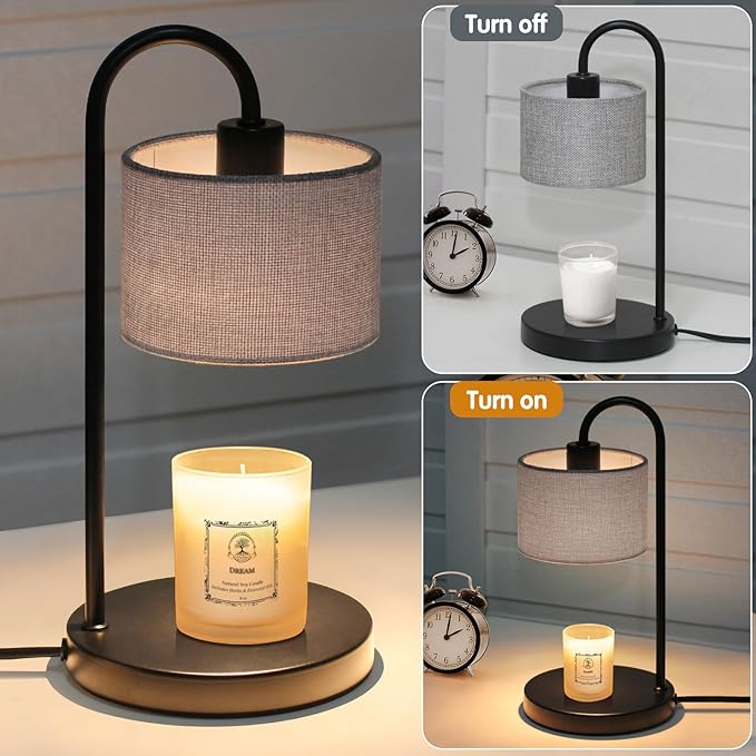 Candle Warmer Lamp with Timer, Dimmable Candle Wax Warmer Electric Candle Lamp for Scented Candles with 2 Bulbs, House Warming Gifts Brithday Gifts for Women Bedroom Home Decor - Gray