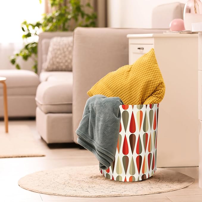 Laundry Hamper, Mid-century Modern Style Abstract Laundry Basket,Waterproof Foldable Storage Bin for Bedroom,Clothes Organizer Basket,Toys Box 16x20 Inch