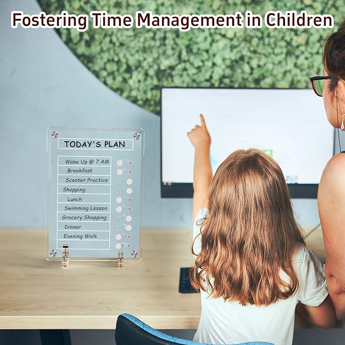 NiHome Acrylic Magnetic to Do List Planning Board with Sliders & Desktop Stand, Chore Chart for Kids & Adults, Checklist Routine Chart Task Board for Fridge & Desk, for Magnetic Metal Surfaces Only