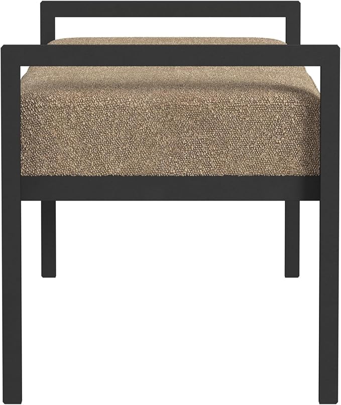 HomePop Modern Metal Bench|Bench for Living Room & Bedroom | Decorative Home Furniture - Brown Boucle