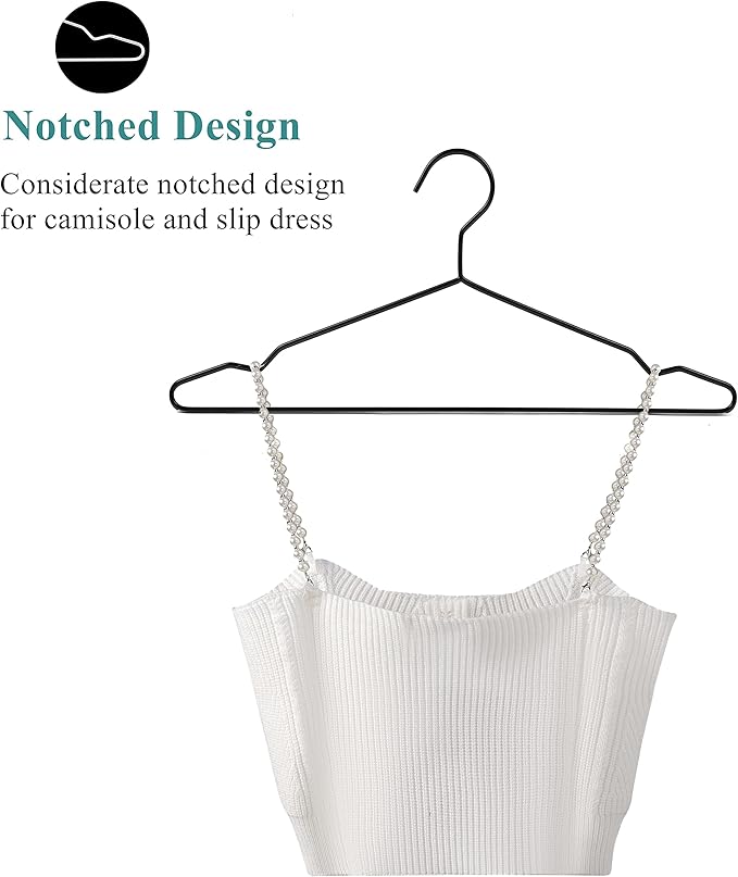 16.5" Heavy Duty Matte Black Metal Hangers 20 Pack, Wire Black Clothes Hangers for Coat Suit, Shirts, Dress, Pants，Camisole Wedding Dress (Black, 20Pack)