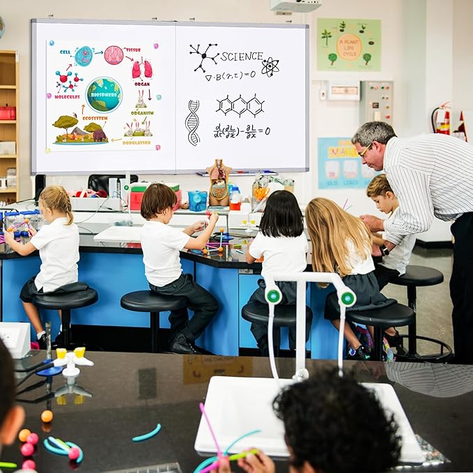 White Board Dry Erase 60x48, Large Magnetic Whiteboard Maxtek Dry Erase Boards for Wall, Aluminum Presentation Wall-Mounted Marker Board with a Long Pen Tray for School, Classroom, Office & Home