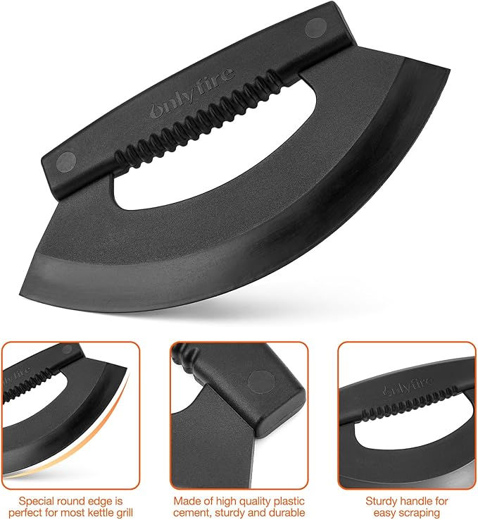 onlyfire Kettle Grill Scraper, BBQ Grill Blade Cleaning Tool for Weber Kettle, Weber WSM Cooker, Kamado Charcoal Grills Like Big Green Egg, Kamado Joe and Outdoor Grills