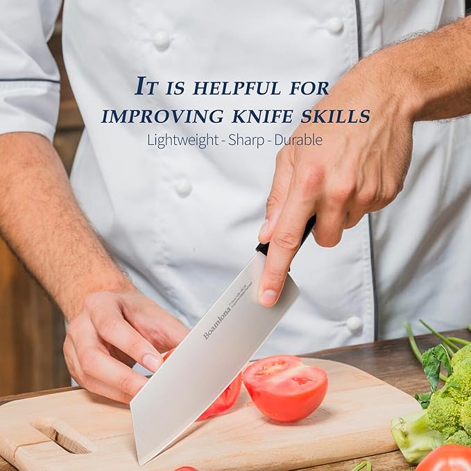 7.6 in. Professional Kitchen Knife, Sharp 9Cr18MoV High Carbon Steel Clever Knives, Lightweight and Anti-Slip, Suitable for Cutting Vegetables, Meat and Fruits in Daily Use, Gift Box Included
