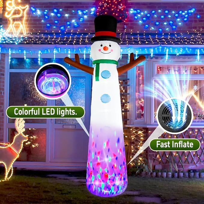 12ft Christmas Snowman Inflatable Outdoor Decoration Yard Decoration Built-in LED Lights for Christmas Holiday Party Indoor, Outdoor, Yard, and Lawn Decorations