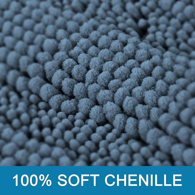 H.VERSAILTEX Bath Mats for Bathroom Non Slip Luxury Chenille Striped Bath Rug Absorbent Non Skid Fluffy Soft Shaggy Rugs Washable Plush Carpet Mats for Bath Room, Tub