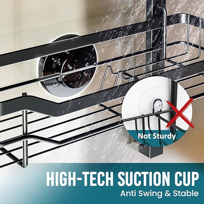TAILI Hanging Shower Caddy Over The Door Adjustable Hanging Organizer Rack with Hooks, Sturdy Rust Proof Shower Organizer Shelf Basket Storage Rack, No Drilling