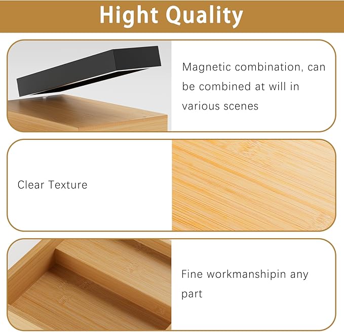 Spice Rack, Bamboo Spice Rack Kitchen Cabinet Organizer Expandable - Bamboo 3 Tier Figurine Display Shelf, Adjustable Magnetic 3 Tier Spice Racks, Brown & Black Combination