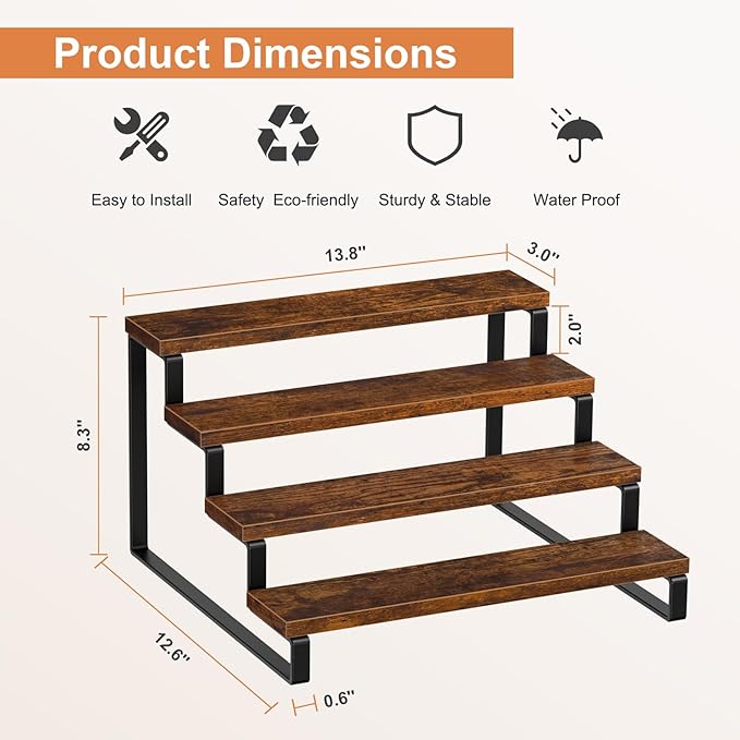 Giikin Display Risers, 4 Tier Display Stand for Perfume, Makeup, Figures and Dolls Collection, Tiered Display Stand Risers for Retail Display Cupcake Display, Counter Shelves for Kitchen Bathroom Shop