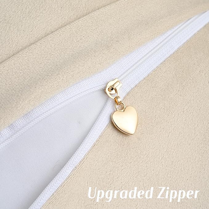 FUTEI Beige Chenille Throw Pillow Covers 24x24 Inch Set of 2,Soft Cozy Bound Edge Design European Cushion Cover,Home Decor for Couch Bed Living Room