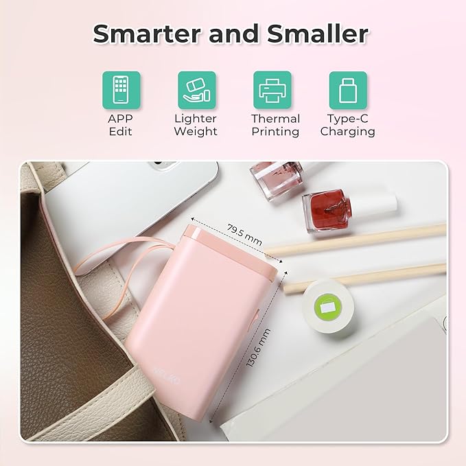 Nelko Label Maker Machine with Tape, P21 Bluetooth Label Printer, Wireless Mini Label Makers with Multiple Templates for School Office Home, Pink