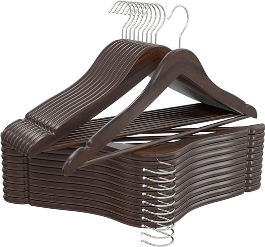 Utopia Home Premium Wooden Hangers 20 Pack - Durable & Slim Coat Hanger - Suit Hanger with 360-Degree Rotatable Hook - Wood Hangers with Shoulder Grooves (Vintage Color)