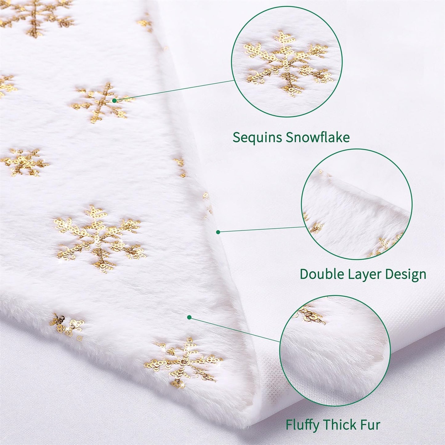 Faux Fur Table Runner Christmas Table Runner 108 Inches Long Gold Snowflake Table Runner for Winter Snowy Party Home Holiday 13 x 108 Inch Christmas Runner for Table Decorations