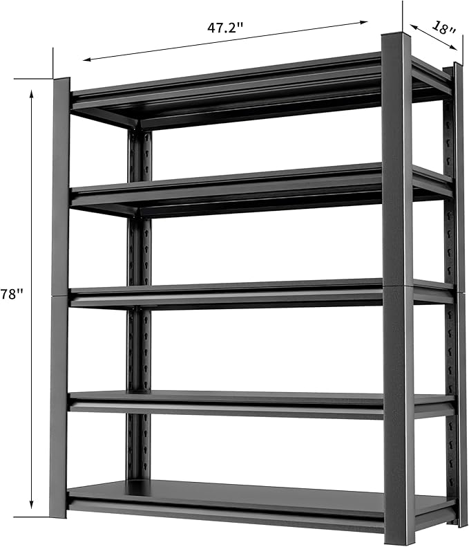 Garage Shelving,Storage Shelves,Adjustable 5 Tier Metal Heavy Duty Racks,Tool Utility Shelf Industrial for Garage Warehouse Basement,18" D x48 Wx78 H