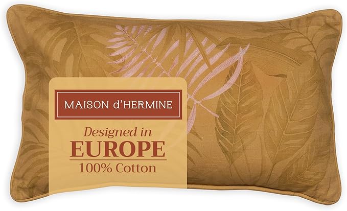 Maison d' Hermine Decorative Pillow Covers 12x20 Inch Rectangle 100% Cotton Throw pillow Covers with invisible Zipper Cushion Case for Living Room Couch, Chair, Sofas, Bedroom, Home (Creole - Caramel)