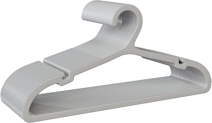 30 Pack Clothes Hangers, Non Slip Plastic Coat Hangers, Space Saving, Heavy Duty, Hanging Dry Wet Clothes, 16.4" x 8.3", Gray, UAPY0530G