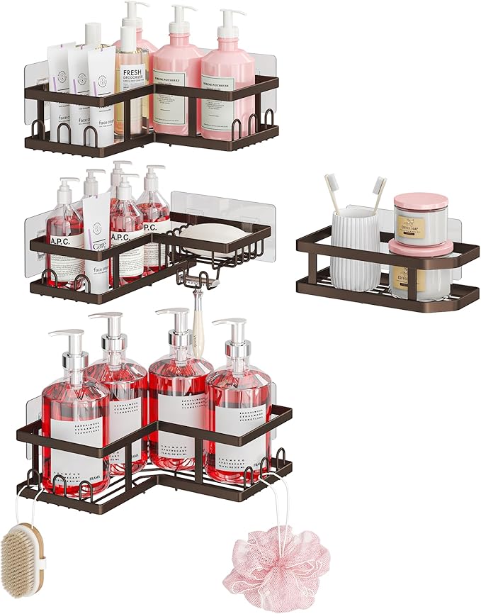 Corner Shower Caddy - Rust-Proof, Space-Saving, Easy to Install Organizer for Bathroom. Copper