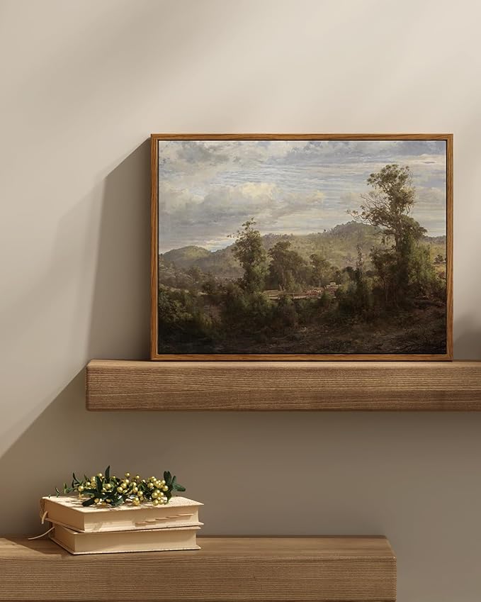 InSimSea Framed Canvas Wall Art Vintage Decor, Nature Landscape Paintings Artwork, Vintage Farmhouse Decor, Retro Wall Decoration for Bedroom Living Room Bathroom, 12"x16"