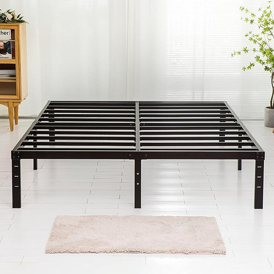 King Size Bed Frame, 3500lbs Heavy Duty Metal Frames with Steel Slats Support 14 Inch High Platform Bedframe with Storage, No Box Spring Needed, Sturdy and Durable Noise-Free, Black