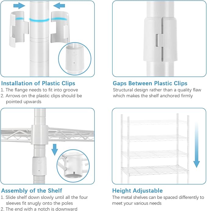 VIPEK V1 Wire Garment Rack 4 Tiers Heavy Duty Clothes Rack for Hanging Clothes Freestanding Closet Clothing Rack with 4 Adjustable Shelves, 35.4" L X 15.7" W X 70.9" H, Max Load 500LBS, White