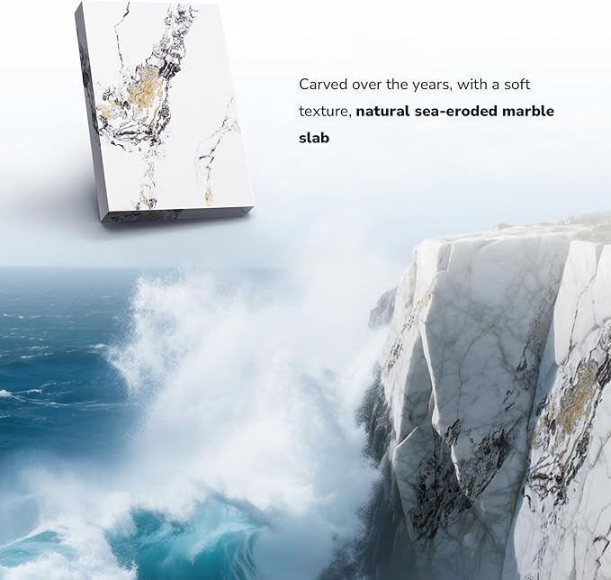 Coffee Table 40" Faux Marble White Oak 2-Tier Rectangle Thickened Modern Wooden Center Table for Living Room, Conference Room, Small Space Home Furniture (Classic White Oak)