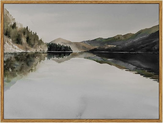 InSimSea Framed Wall Art for Living Room Mountain Reflection Decor Vintage Wall Art Mountain Range Nature Wilderness Art Decorative Rustic for Living Room Bedroom Office Wall Decor 12x16in