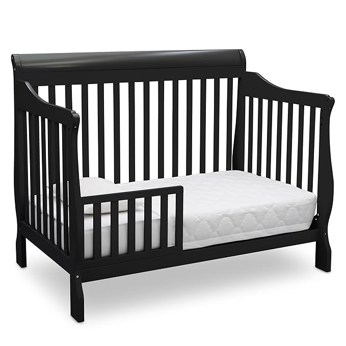 Delta Children Canton 4-in-1 Convertible Crib - Easy to Assemble, Black
