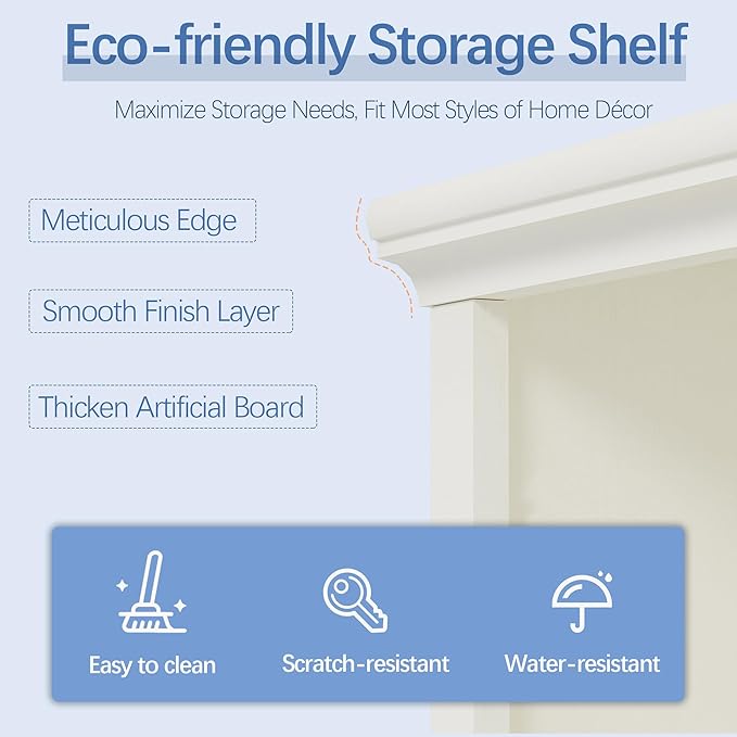 blini 3-Shelf Bookcase White Wooden Bookshelves 33in Wide Floor Standing Display Storage Book Shelves Tall Bookcase for Home Office, Living Room, Bedroom